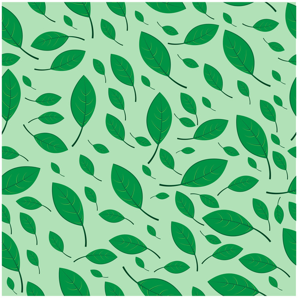 緑の背景に緑の葉のパターン - ベクター画像