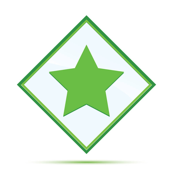 Gwiazda ikona nowoczesny streszczenie zielony diament przycisk - Zdjęcie, obraz