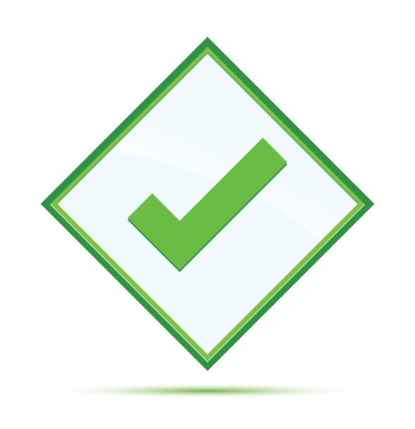 Tick mark icon modern abstract green diamond button - Photo, Image