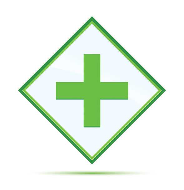 Más icono moderno abstracto botón de diamante verde
 - Foto, imagen