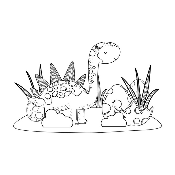söpö apatosaurus munien kanssa
 - Vektori, kuva