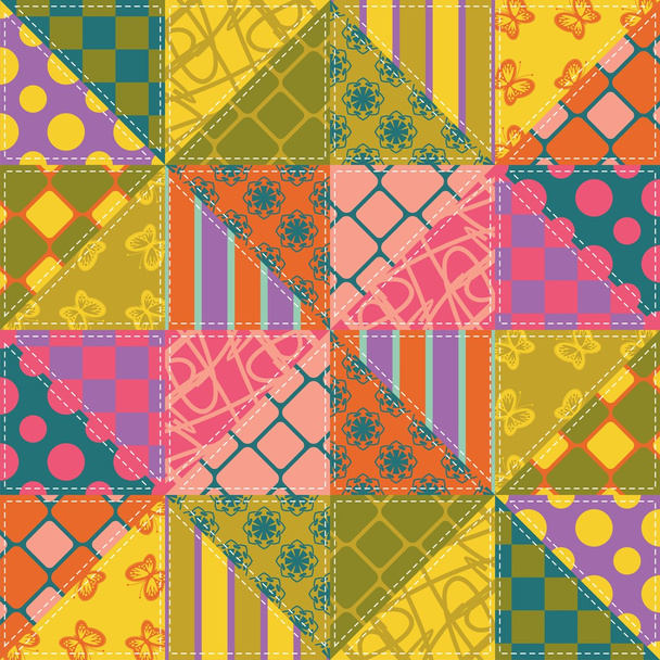 Patchwork background with different patterns - Vector, Image
