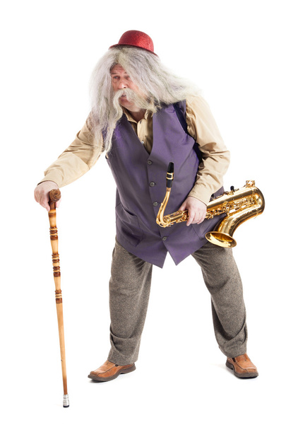 saxophoniste avec une canne
 - Photo, image