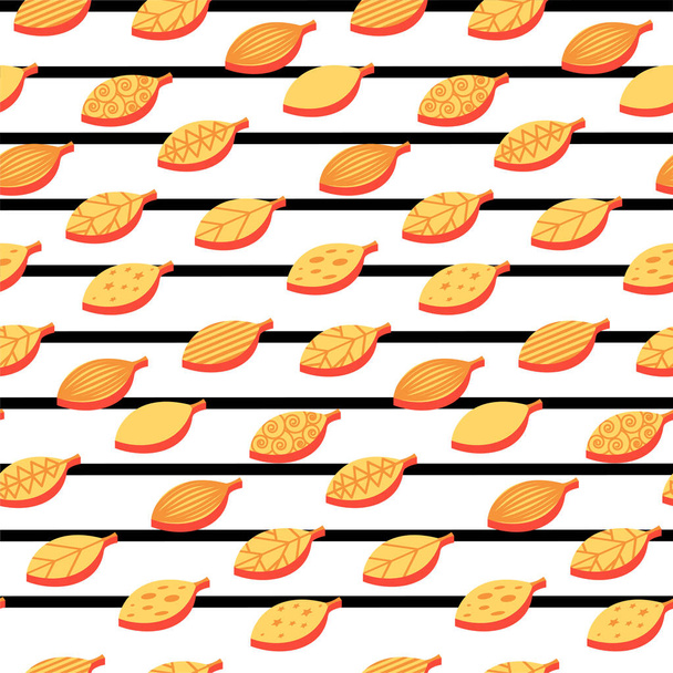 Oranje gestileerde bladeren naadloze vector kleurenpatroon - Vector, afbeelding