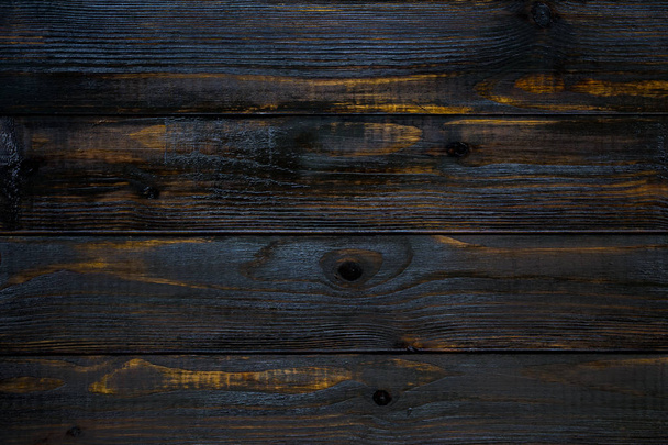Background with dark wooden texture, horizontal arranged planks - Zdjęcie, obraz