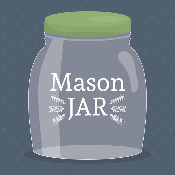 mason jar glass with lid - Vector, Image