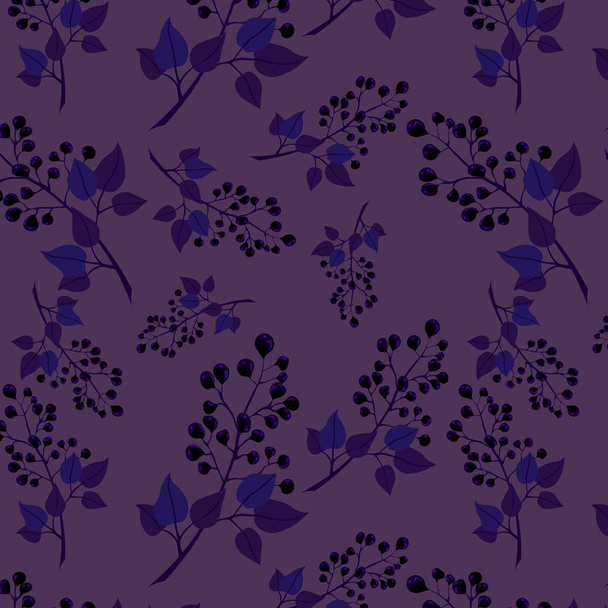 Échantillon de baies. Branches de cassis sur fond violet. - Vecteur, image