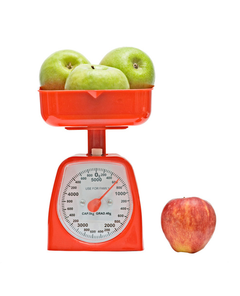 Cozinha balança de peso maçãs
 - Foto, Imagem