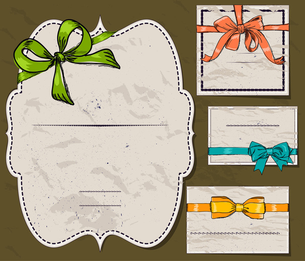 Set of vintage gift bows. - Vector, Image
