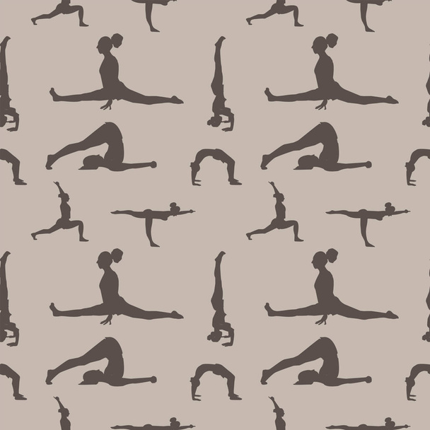 Yoga houdingen naadloze patroon. - Vector, afbeelding