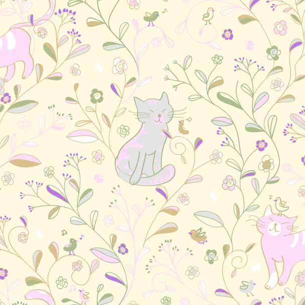 ostré, opakující se, květinové s kočkami - Fotografie, Obrázek