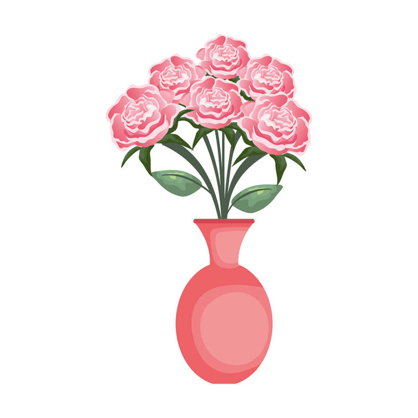 florero con icono de rosas
 - Vector, Imagen
