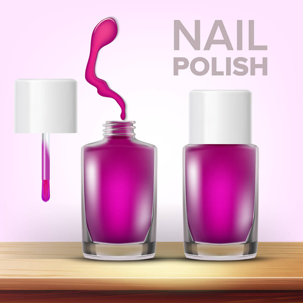 Vial Of Purple Nail Polish Female Cosmetic Vector - Vector, Image