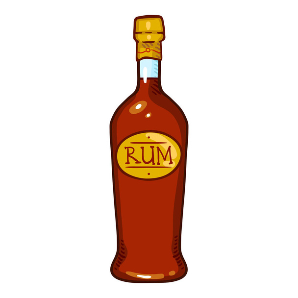 Vector Cartoon Illustration - Bottle of Rum - Vector, Image
