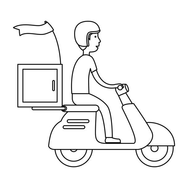 motosiklet avatar karakteri teslimat işçisi - Vektör, Görsel
