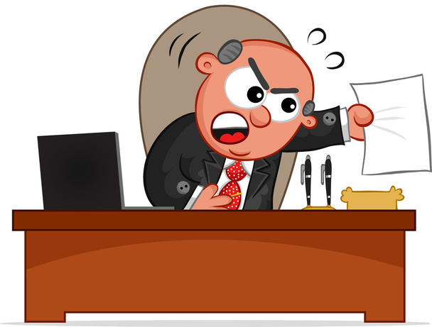 Boss Man Angry With Paper - Vector, Image