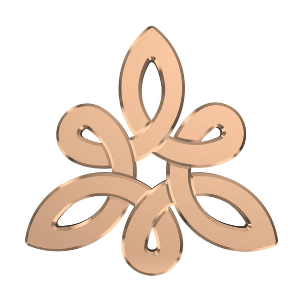 Golden Celtic Knot isolated on white background. Religion symbol. Irish knot. 3D rendering - Photo, Image