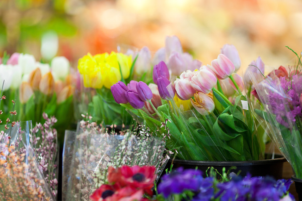 Fresh flowers on sale - Фото, зображення