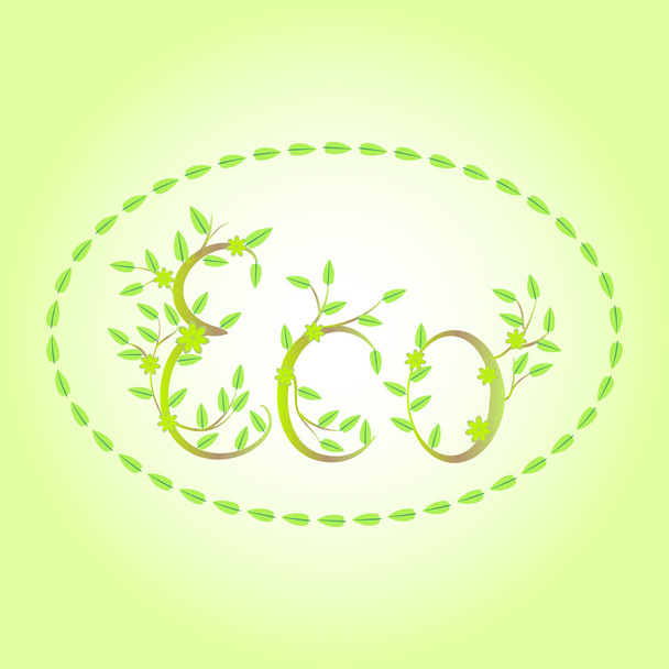 Palavra Eco com folhas
 - Vetor, Imagem