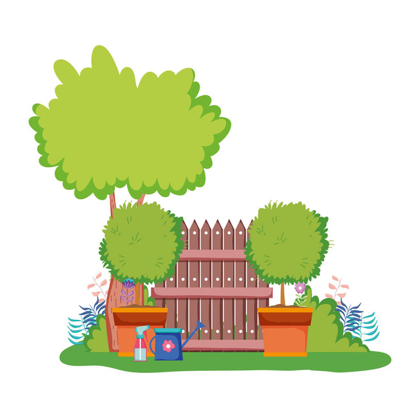 дерев'яний паркан з деревом в таборі
 - Вектор, зображення
