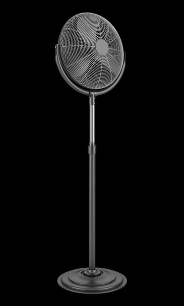 сучасний електричний чорний вентилятор підлоги ізольований на чорному фоні
 - Фото, зображення
