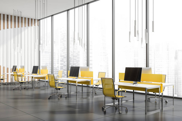 Panoráma sárga szék nyitott tér irodai sarok - Fotó, kép