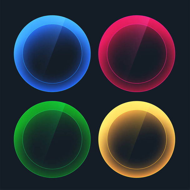 glossy dark buttons in circular shapes - Vector, Image