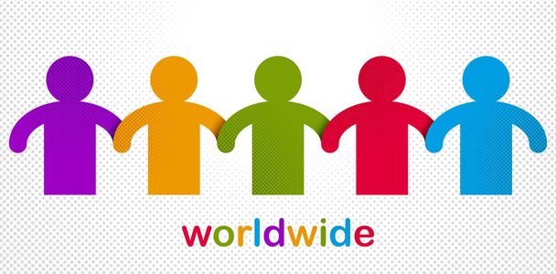 Світові люди концепція глобального суспільства, різні раси солідарні
 - Вектор, зображення
