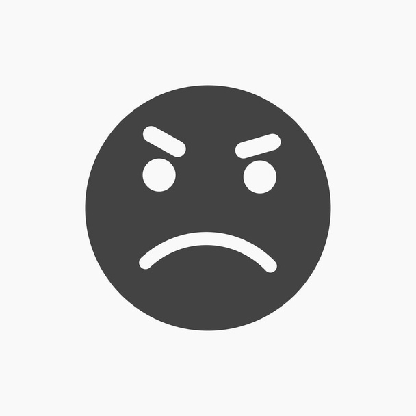 schwarz wütend, negativ, traurig Emoji-Symbol. - Vektor, Bild