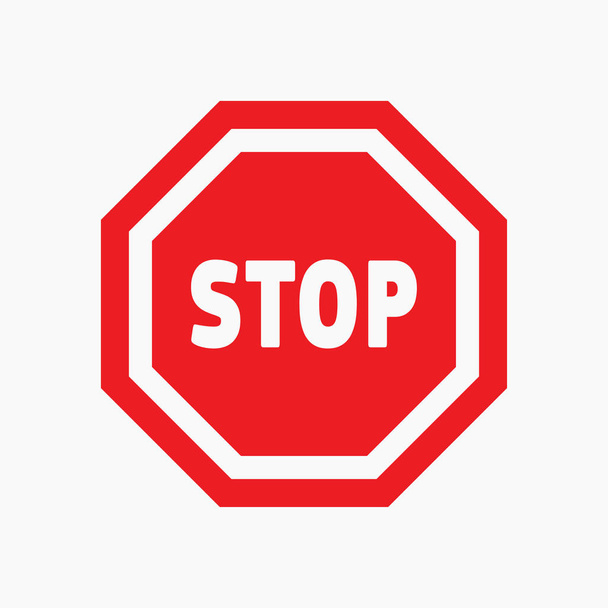 Red, white stop, attention, warning icon. - Vector, Image