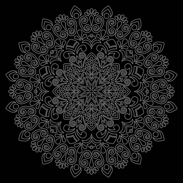 Mandala pattern white doodles sketch - Vektör, Görsel