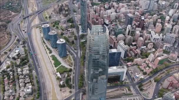 Aerial footage of city and buildings in Chile - Кадри, відео