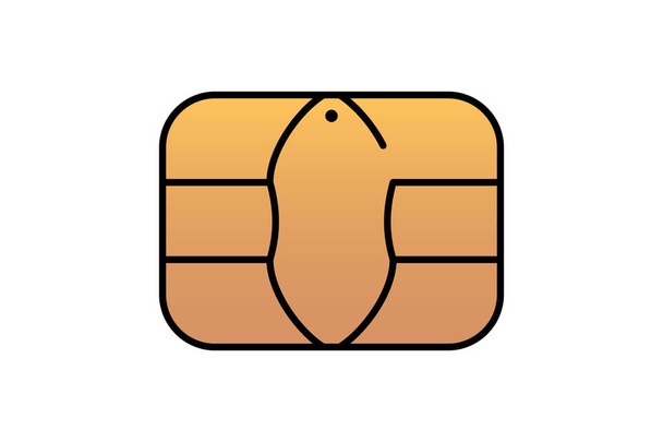 Χρυσό εικονίδιο EMV Chip για την πιστωτική ή χρεωστική κάρτα τράπεζα πλαστικό. Απεικόνιση διανυσματικών φορέων - Διάνυσμα, εικόνα