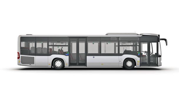 Fehér városi busz. 3D-s renderelés - Fotó, kép