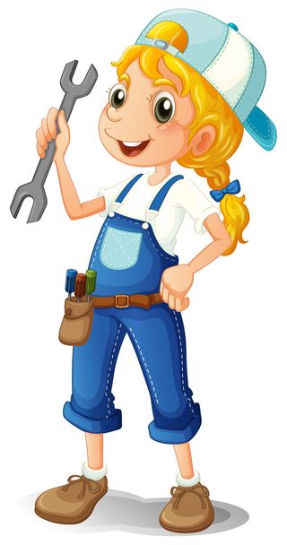 A girl holding a tool - Vector, Image