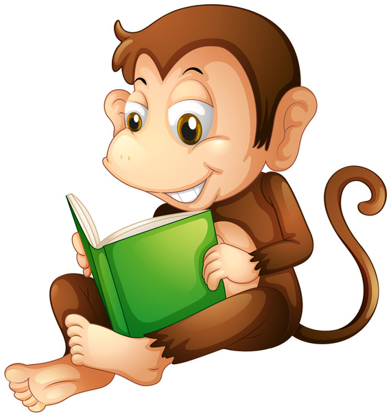 opice sedící při čtení knihy - Vektor, obrázek