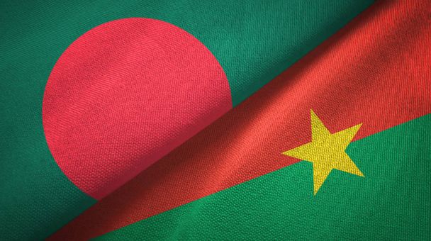 Bangladesh y Burkina Faso dos banderas tela textil, textura de la tela
  - Foto, Imagen
