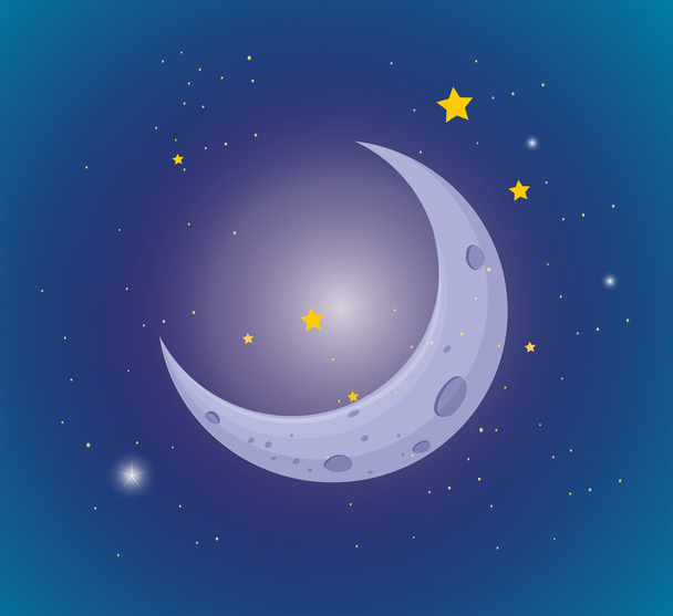 Moon and stars in the sky - Vector, Image
