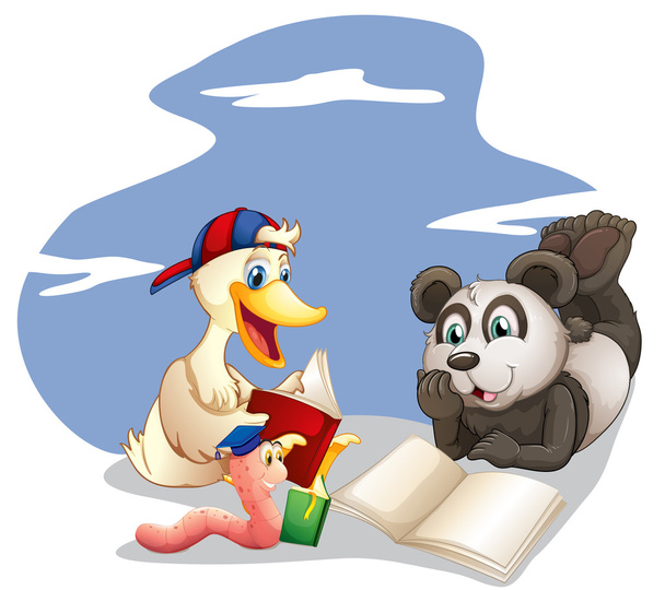 dieren lezen van boeken - Vector, afbeelding