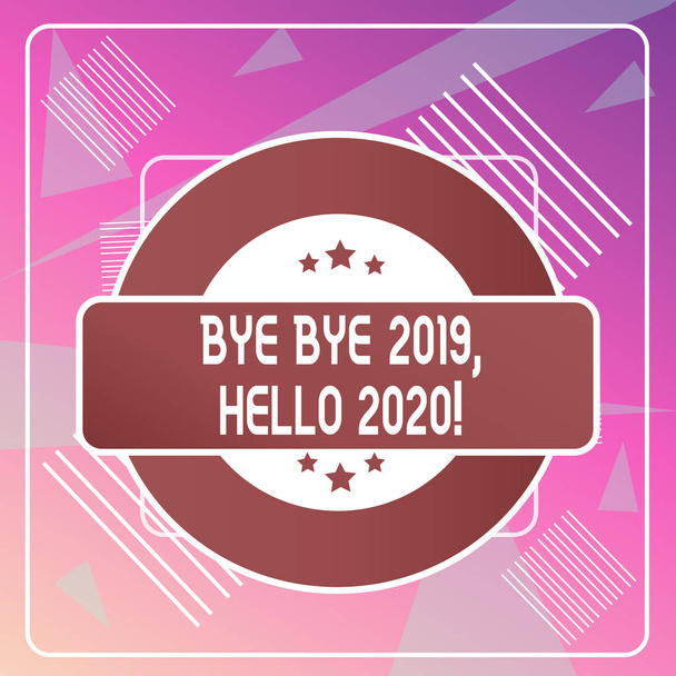 Word writing text Bye 2019 Hello 2020. Επιχειρηματική ιδέα για να πούμε αντίο στο προηγούμενο έτος και να καλωσορίσουμε ένα άλλο καλό. - Φωτογραφία, εικόνα