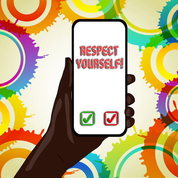 Text sign showing Respect Yourself. Conceptual photo believing that you good and worthy being treated well. - Photo, Image