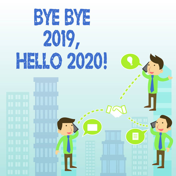 Word writing text Bye Bye 2019 Hello 2020. Üzleti koncepció a tavalyi évtől való elbúcsúzásra és egy másik jó köszöntésére. - Fotó, kép