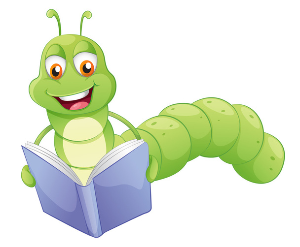 een lachende worm lezen - Vector, afbeelding