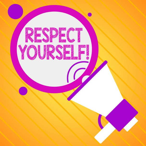 Text sign showing Respect Yourself. Conceptual photo believing that you good and worthy being treated well. - Photo, Image