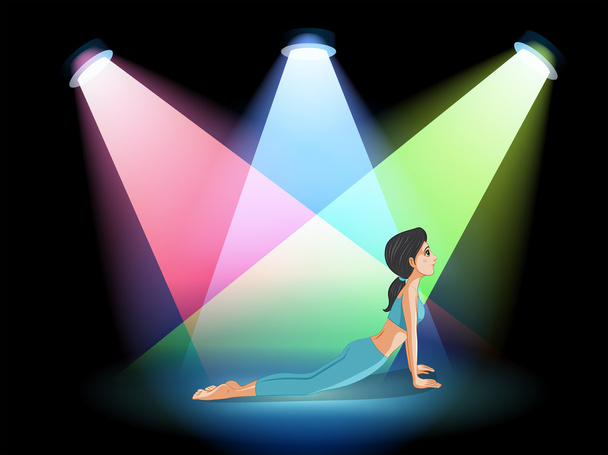 A lady exercising in the middle of the stage - Vector, Image