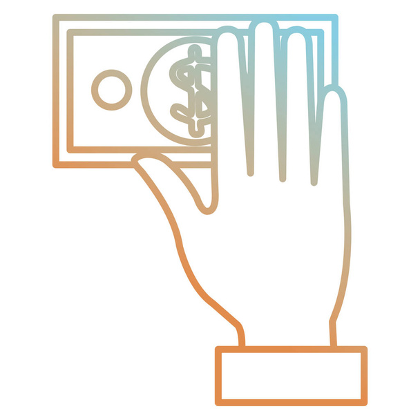 hand with bill dollar money icon - Vector, Image
