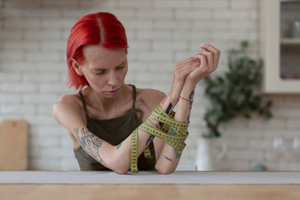 Unhealthy skinny woman feeling miserable suffering from bulimia - Valokuva, kuva