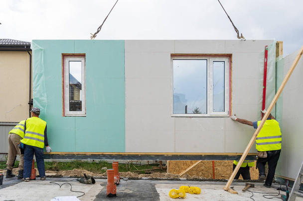 Construction of new and modern modular house - Fotó, kép