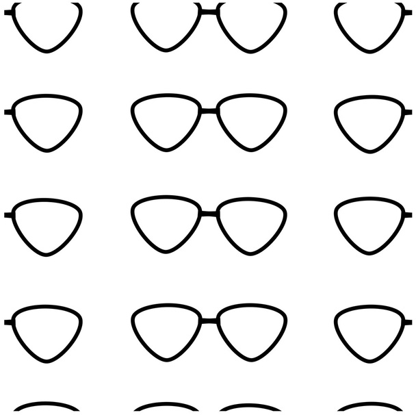 Seamless pattern of black glasses on a white background - Vector, Image