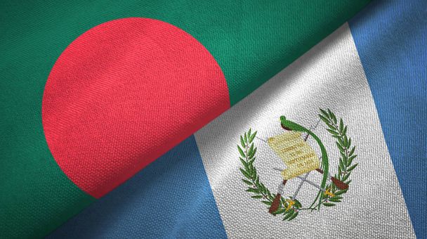 Bangladeş ve Guatemala iki bayraklar tekstil kumaş, kumaş doku - Fotoğraf, Görsel